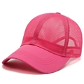 Breathable rose pink mesh baseball cap for men featuring a solid brim and adjustable back - Adjustable / Rose Red