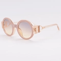 Fashion round oversized sunglasses with pink frames and purple-yellow gradient lenses - Champagne Frame Gradient Champagne Lens