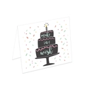 Greeting card with hand-drawn three-tier black birthday cake and make a wish text - Birthday Cake