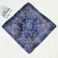 Blue paisley cotton bandana with tie-dye patterns and classic floral paisley borders - One Size / Blue & White Tie-Dye