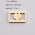 Pendentif cœur doré dans un cadre rectangulaire pour bijoux DIY, 15x9mm et 1,5mm d'épaisseur - Coeur de Pêche Doré
