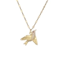 Collier colibri minimaliste en or avec zircons étincelants et détail oeil rose - Colibri-Zircon Blanc-Œil Rose