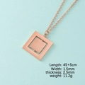 Rose gold rotating double-layer geometric square pendant necklace with size parameters - Double Layer Rotatable Square (Rose Gold) / Rose Gold