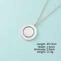 Silver stainless steel double geometric disc necklace with rotatable inner layer - Silver