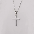 Gepolijste zilveren roestvrijstalen kruishanger ketting met een klassieke schakelketting voor - Zilver (MP403)