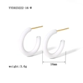 Detail view of 16mm white C-shaped hoop earrings with size and weight annotations - 16mm / White (YYE023222-16-W)