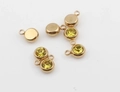 Golden stainless steel birthstone pendant with round yellow crystal for jewelry making - Yellow Stone Gold Base