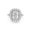 Bague en argent 925 avec zircone rectangulaire 3ct et sertissage double halo étincelant - US 5 / Strass Blanc