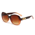 Vintage oval oversized sunglasses for women with gradient brown lenses and gold arrow accent - Gradient Brown Frame Gradient Brown Lens