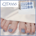 Detailed view of blue and silver glitter French toe nail stickers, model QD066 set - French Blue Glitter (QD66)