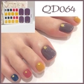 Minimalist colorful toe nail stickers with gold square studs on soft purple and blue colors - QD64-Purple Red Mix