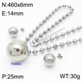 Set gioielli argento con collana a sfere cave e orecchini a perno in metallo lucido - Set Grande Colore Acciaio (KS199364-Z) / Collana 460x6mm/Pendente 25mm/Orecchini 14mm