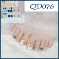 Artistic toenail wraps with dark green and mint colors plus abstract hand-painted strokes - Fresh Artistic Dark Green (QD76)
