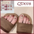 Waterproof toenail stickers in nude and dark red with geometric minimalist designs - Geometric Milk Tea Red (QD78)