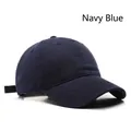 Navy blue washed cotton baseball cap with adjustable strap and curved brim - Adjustable / Navy Blue
