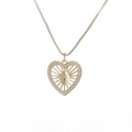 Gold heart pendant necklace with saint relief and white zircon stones on white background - Gold - Colorful Zirconia Heart Virgin Mary Necklace