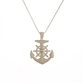 Collana hip hop dorata con ciondolo ancora e timone con brillanti pietre di zircone - Oro