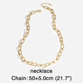 Collana a catena dorata a maglie larghe con lunghezza regolabile 50+5cm su bianco - Collana / 50+5cm / Oro
