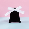 Small black velvet jewelry gift pouch with a decorative white satin ribbon drawstring - Black And White Ribbon; 10*12