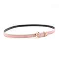 Detail of light pink slim waist belt with a golden half-moon buckle and fine stitching - M (56-58cm) / Pink Accessory Band