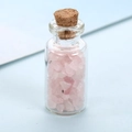Mini glass wishing bottle with natural rose quartz stone chips and cork stopper - Rose Quartz