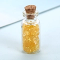 Miniature glass wish bottle with natural yellow crystal gravel and secure cork stopper - Citrine
