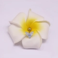 Stainless steel tongue ring with cream flower petals and blue whale tail design - Blue Floral Whale Tail