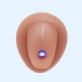 Macro shot of a purple round tongue ring displayed on a realistic silicone model - Purple Round