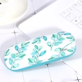 Portable hard shell glasses case with minimalist green leaf pattern and flat oval design - Summer Leaves