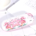 Portable hard shell eyewear case featuring pink poppy flowers and SHERY brand logo - Begonia Spring Scenery