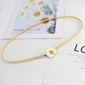 Golden snake chain elastic belt with white daisy buckle for women dresses - Gold Daisy Style