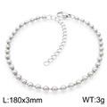 Pulsera de cadena de bolas de acero inoxidable plateado de 3mm con cierre langosta - 180x3mm / Color Acero (Pulido)