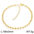 Bracciale a catena con sfere dorate da 3mm in acciaio inossidabile con chiusura - 180x3mm / Oro