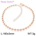 Pulsera minimalista de cuentas huecas de oro rosa, tamaño 180x3mm con cierre de langosta - 180x3mm / Oro Rosa (Pulido)