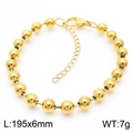 Pulsera de bolas de acero inoxidable dorado de 6mm de ancho y 195mm de longitud - 195x6mm / Dorado (Pulido)