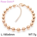 Minimalist rose gold beaded titanium steel bracelet with lobster clasp and extender chain - Rose Gold (KB166904-Z)