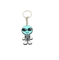 Cute green alien astronaut keychain made of soft silicone with silver metal ring - TK06-Green Alien