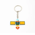 Cute silicone astronaut keychain with colorful accents and a sturdy metal ring - TK03-Green Face Astronaut
