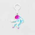 Cartoon astronaut silicone keychain in white with blue and purple decorative details - TK07-Astronaut with White Hook