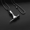 Vintage silver hip hop necklace with unique microphone pendant for men in retro style - Microphone + Steel Chain