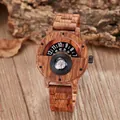 Macro shot of multifunctional wooden watch featuring a rotating dial and embedded compass - Light Sandalwood Compass