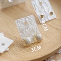 Beige enamel square stud earrings on white display card with golden heart accents - Mini Cloud Pattern 3-Hole (4x3cm)