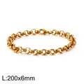 Bracciale a catena a maglie dorate in acciaio inossidabile unisex con design a cerchio 200x6mm - Bracciale Oro (KB126605-Z)