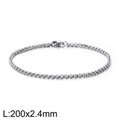 Silver stainless steel rolo chain bracelet with lobster clasp, size 200x2.4mm - Silver 2.4mm Width Style (KB126596-Z)