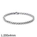Silbernes Edelstahl-Rollo-Kettenarmband mit Karabinerverschluss, 200mm Länge, 4mm Breite - Stahlfarbe 4.0mm Stil (KB126598-Z)
