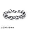 Silver stainless steel chain bracelet with lobster clasp, size L 200x12mm for men women - Silver 12mm Width Style (KB126602-Z)