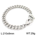 Zilveren roestvrijstalen Cubaanse schakelarmband, 9 mm breed met karabijnsluiting - Cubaanse Schakelstijl (KB162554-Z) / 210x9mm