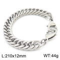 Gepolijste zilveren roestvrijstalen herenarmband met karabijnsluiting, 12mm breedte - Tankschakelstijl (KB162555-Z) / 210x12mm