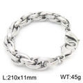 Chunky silver stainless steel chain bracelet with double interlocking links and lobster clasp - Double Loop Interwoven Industrial Style (KB162565-Z)