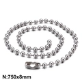 Polished silver stainless steel ball chain necklace in 750x8mm size with clasp closure - 8.0mmx750mm(KN93489-Z)